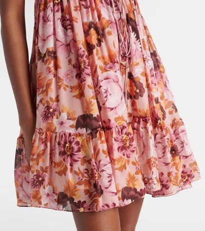 Chloé Floral Silk Minidress In Pink