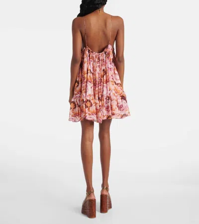 Chloé Floral Silk Minidress In Pink