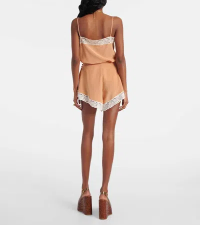 Chloé Lace-trimmed Silk Shorts In Orange