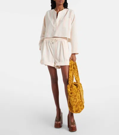 Chloé Long Sleeve Crop Top In Cotton