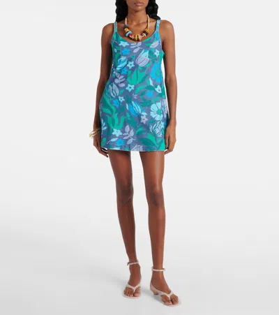 Chloé Chloe Women Printed Terry Fabric Mini Dress In Blue