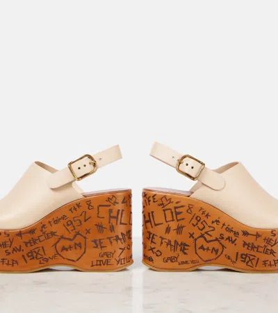 Chloé Platform Sandals Peep Toe Slingback Graffiti