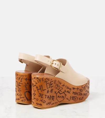 Chloé Platform Sandals Peep Toe Slingback Graffiti