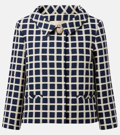 Valentino Window Check Heart Button Jacket