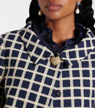 Valentino Window Check Heart Button Jacket