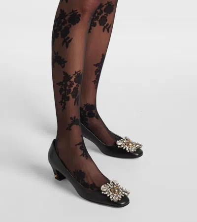 Valentino Black Elastane Socks In Gray