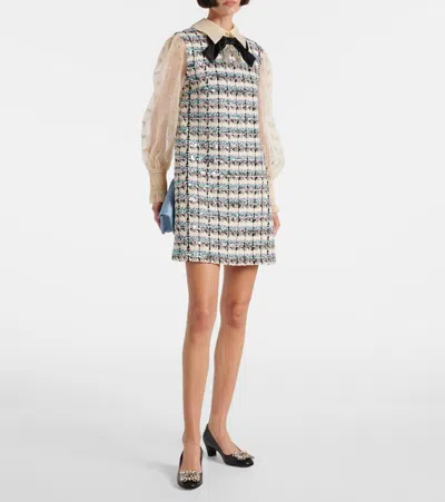 Valentino Garavani Embroidered Tweed Dress In Multi