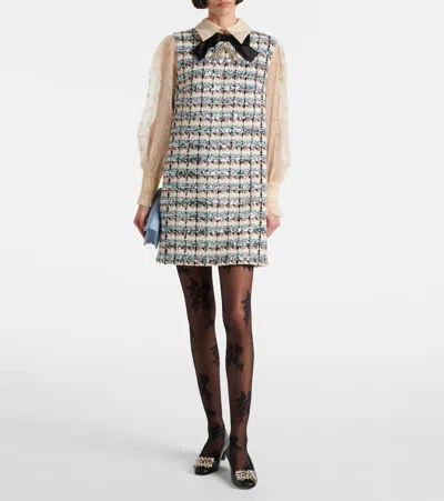 Valentino Garavani Embroidered Tweed Dress In Multi