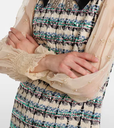 Valentino Garavani Embroidered Tweed Dress In Multi