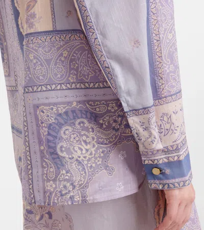 Zimmermann Mixed-print Shirt With Button Front In Blue