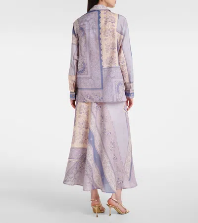 Zimmermann Mixed-print Shirt With Button Front In Blue
