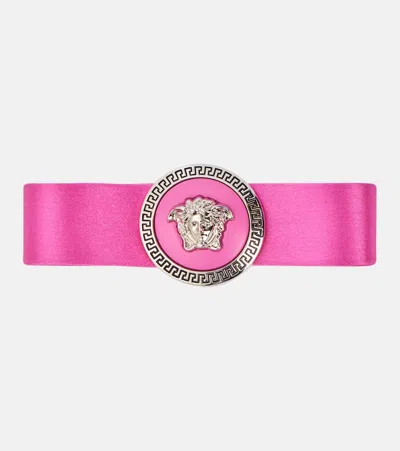 Versace Biggie Medusa Satin Hair Clip In Pink