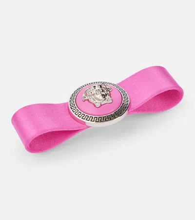 Versace Biggie Medusa Satin Hair Clip In Pink