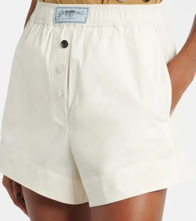 Ganni Organic Cotton Elasticated Shorts In White