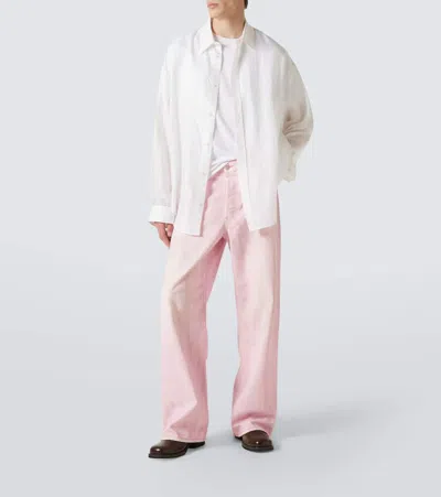 Acne Studios 1981m Wide-leg Distressed Jeans In Pale Pink