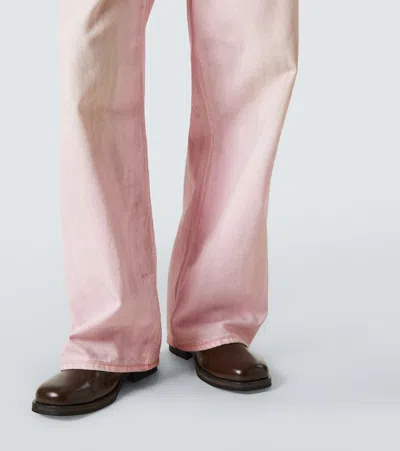 Acne Studios 1981m Wide-leg Distressed Jeans In Pale Pink