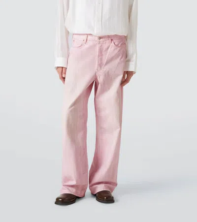 Acne Studios 1981m Wide-leg Distressed Jeans In Pale Pink