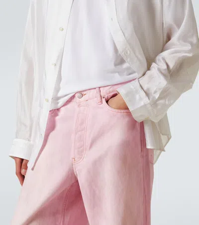 Acne Studios 1981m Wide-leg Distressed Jeans In Pale Pink