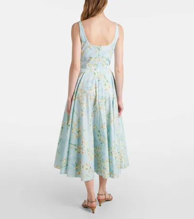 Emilia Wickstead Mona Floral Cotton Midi Dress In Blue