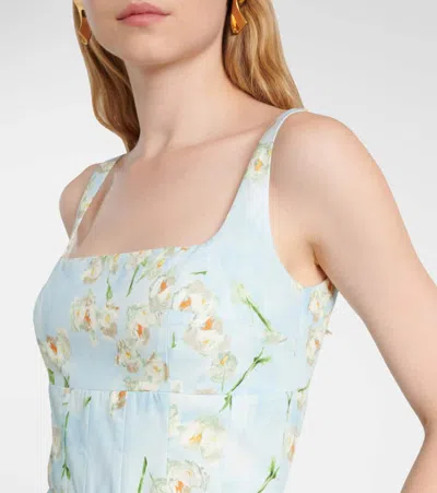 Emilia Wickstead Mona Floral Cotton Midi Dress In Blue