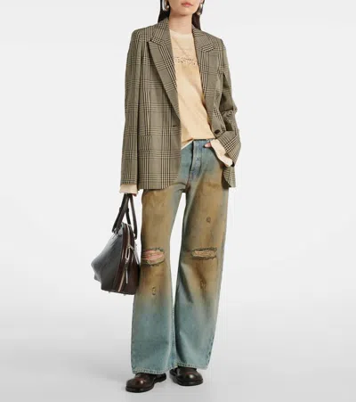 Acne Studios 2021f Distressed Mid-rise Wide-leg Jeans In Blue