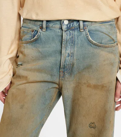 Acne Studios 2021f Distressed Mid-rise Wide-leg Jeans In Blue