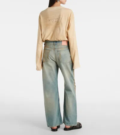 Acne Studios 2021f Distressed Mid-rise Wide-leg Jeans In Blue