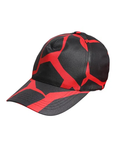 Dolce & Gabbana Red Black Lace Tulle Cotton Baseball Women's Cap