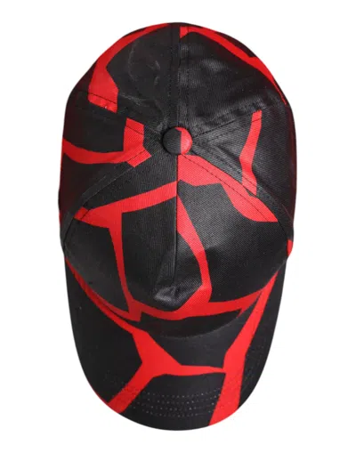 Dolce & Gabbana Red Black Lace Tulle Cotton Baseball Women's Cap