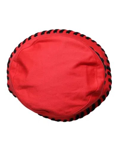 Dolce & Gabbana Red Lace Polyester Wide Brim Bucket Hat In Red