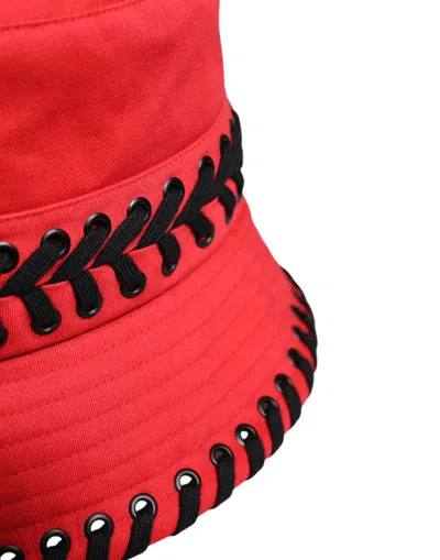 Dolce & Gabbana Red Lace Polyester Wide Brim Bucket Hat In Red