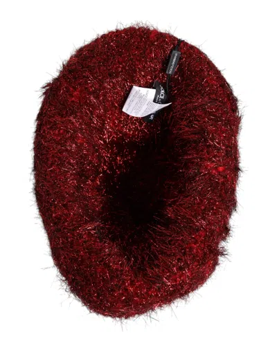Dolce & Gabbana Red Viscose Tinsel Wide Brim Bucket Hat In Red