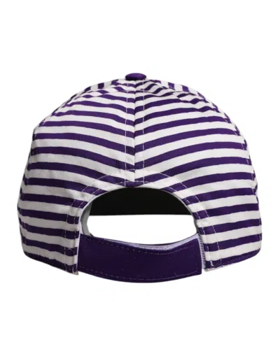 Dolce & Gabbana White Purple Stripe Cotton Women Baseball Women's Cap