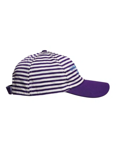 Dolce & Gabbana White Purple Stripe Cotton Women Baseball Women's Cap