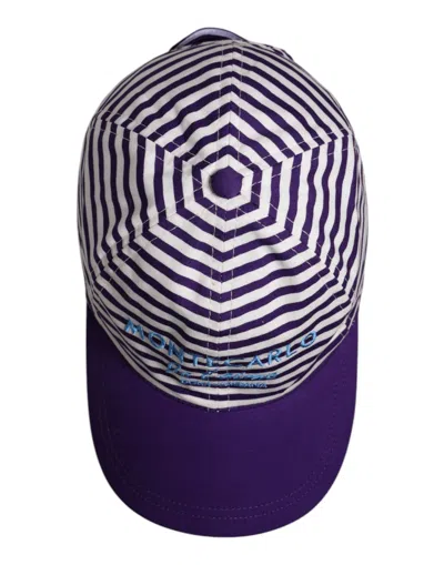 Dolce & Gabbana White Purple Stripe Cotton Women Baseball Women's Cap