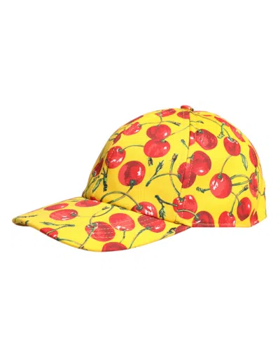 Dolce & Gabbana Yellow Cotton Printed 6 Panels Baseball Cap In Yellow