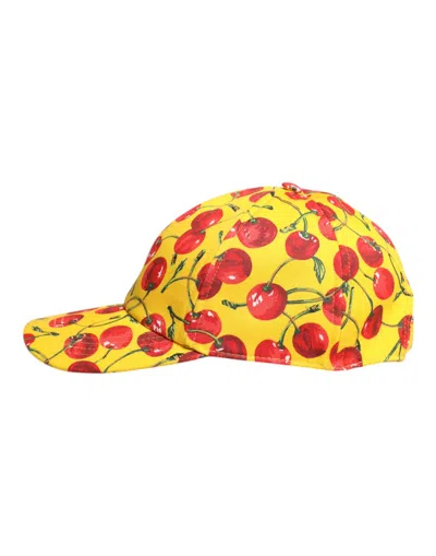 Dolce & Gabbana Yellow Cotton Printed 6 Panels Baseball Cap In Yellow