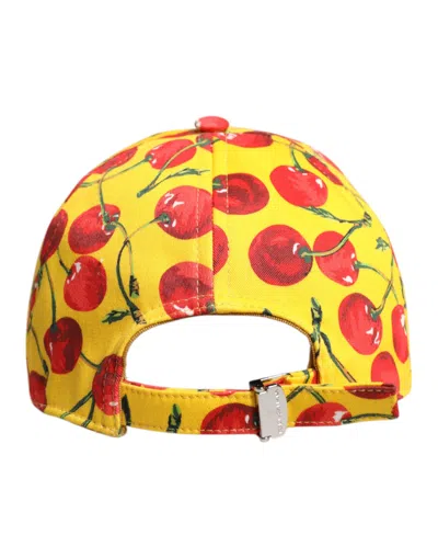 Dolce & Gabbana Yellow Cotton Printed 6 Panels Baseball Cap In Yellow