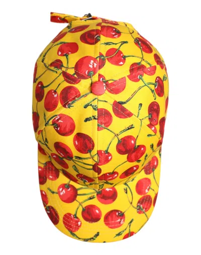 Dolce & Gabbana Yellow Cotton Printed 6 Panels Baseball Cap In Yellow