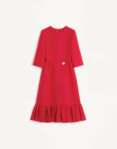 Valentino Crepe Couture Midi Dress In Red
