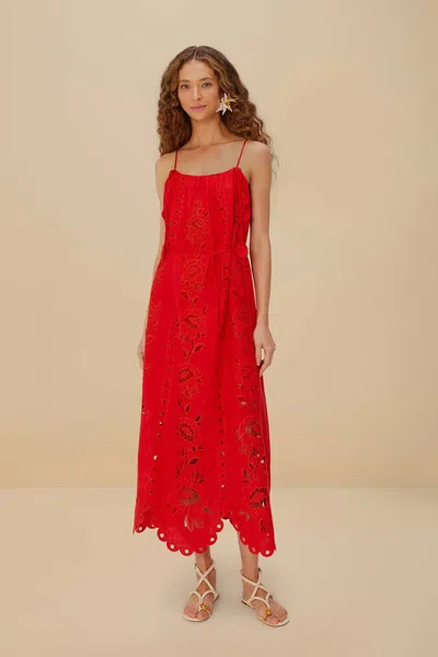 Farm Rio Active Red Flowers Richelieu Lenzing Ecovero Euroflax Maxi Dress