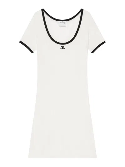 Courrèges Black/white Mini Dress In Cotton