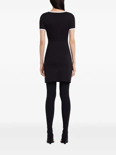 Courrèges Holistic Contrast Mini Dress In Black
