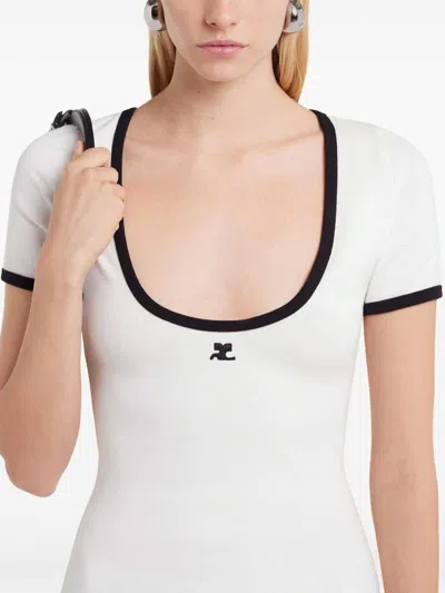 Courrèges Black/white Mini Dress In Cotton