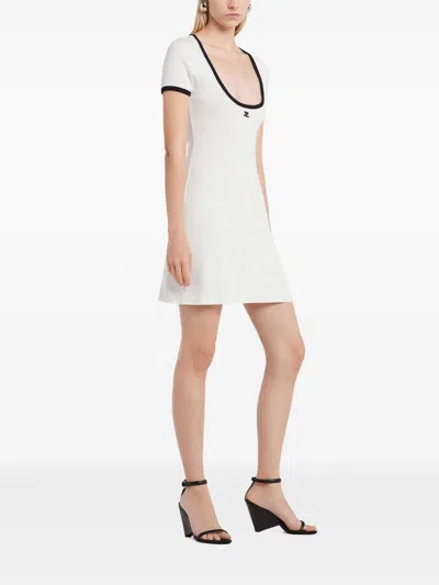 Courrèges Black/white Mini Dress In Cotton