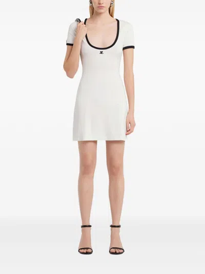 Courrèges Black/white Mini Dress In Cotton