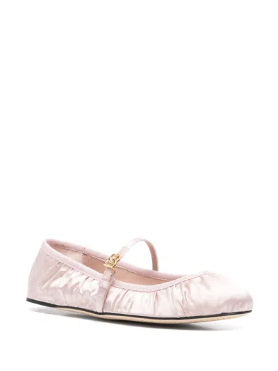Dolce & Gabbana Elastic Trim Ruched Design Ballerina Flats In Beige