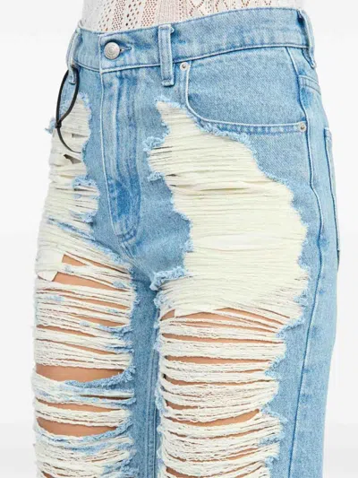 Mm6 Maison Margiela Mm6 By Maison Margiela "destroyed" Straight Jeans In Blue