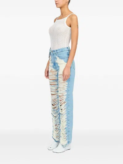 Mm6 Maison Margiela Mm6 By Maison Margiela "destroyed" Straight Jeans In Blue