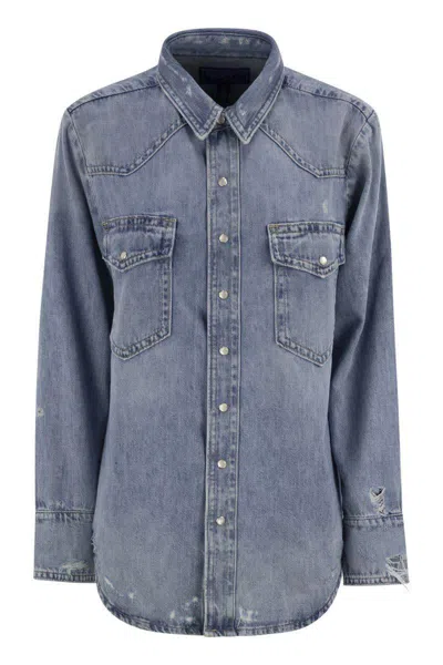 Polo Ralph Lauren Western Shirt In Irregular Denim